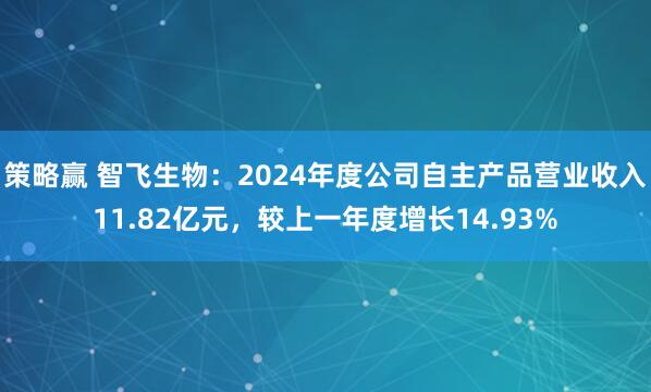 策略赢 智飞生物：2024年度公司自主产品营业收入11.82亿元，较上一年度增长14.93%