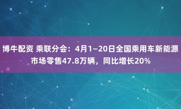 博牛配资 乘联分会：4月1—20日全国乘用车新能源市场零售47.8万辆，同比增长20%
