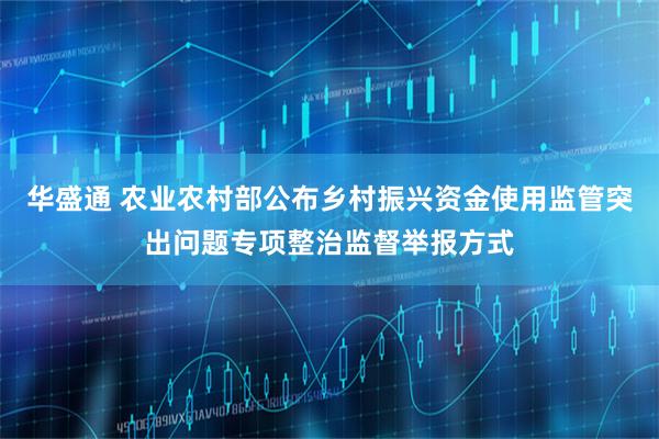 华盛通 农业农村部公布乡村振兴资金使用监管突出问题专项整治监督举报方式